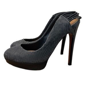 BADGLEY MISCHKA Size 6.5 Mark & James MARCY Black Leather Platform Heels Pumps